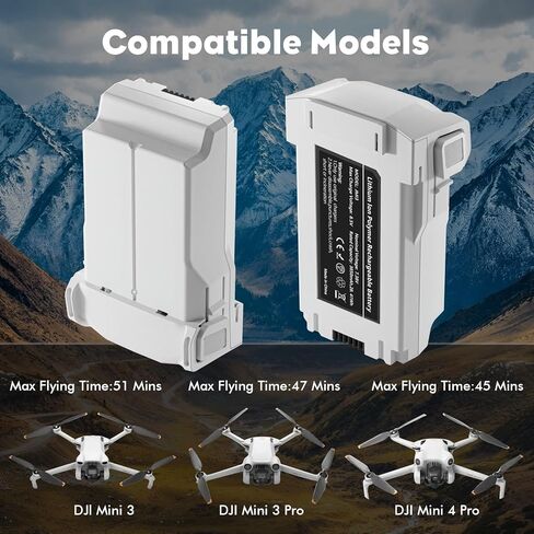 بطارية الطيران الذكية بلس لـ DJI Mini 4 Pro/ Mini3 Pro/Mini 3,3850 مللي أمبير في الساعة، ترقية وقت الطيران لمدة 47 دقيقة 2025 (بطارية واحدة) in Kuwait
