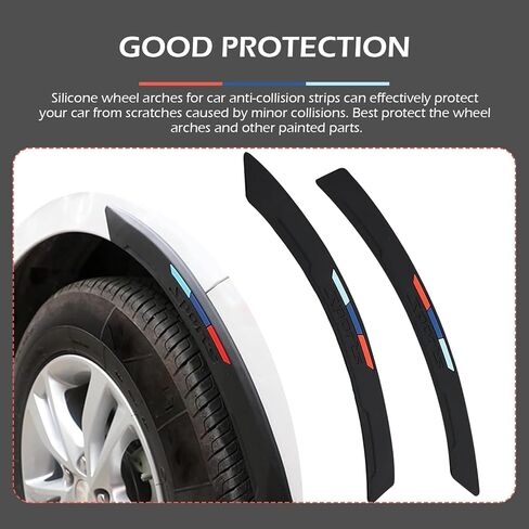 2PCS Car Wheel Tire Eyebrow Strips, Silicone Automotive Fender Flare Arch Lip Trim Strip, Curved Anti-Collision Wheel Arch Protectors for Most Vehicle (Black) in Saudi Arabia