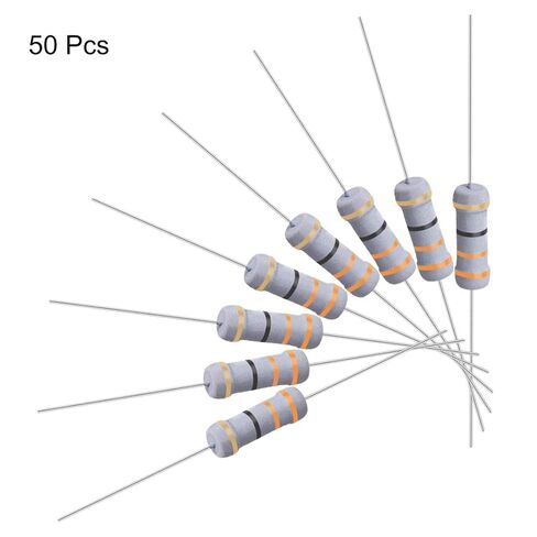 uxcell 50 قطعة مقاومة 5.6 كيلو أوم، 1 وات 5% مقاومات غشاء أكسيد معدني، رصاص محوري، مقاوم للهب للمشروعات والتجارب الإلكترونية التي تصنعها بنفسك in Kuwait