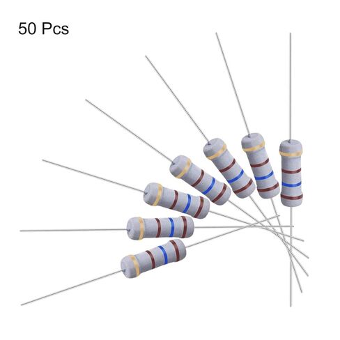 uxcell 50 قطعة مقاومة 5.6 كيلو أوم، 1 وات 5% مقاومات غشاء أكسيد معدني، رصاص محوري، مقاوم للهب للمشروعات والتجارب الإلكترونية التي تصنعها بنفسك in Kuwait