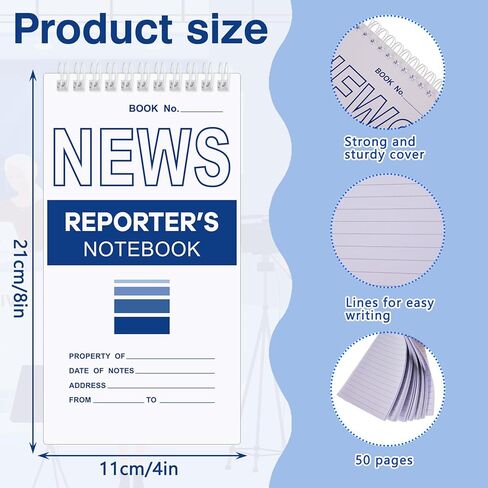 24 Pcs Reporters Notebook Top Bound Spiral Pocket Notepad 4 x 8 Inches Reporters Pad Reporter Supplies for Journalist Taking Notes Detective Worker Employee Working Studying Gift, 50 Sheets, 100 Pages in Saudi Arabia