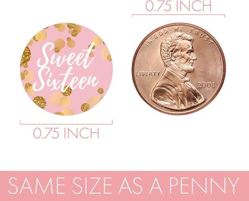 Pink and Gold Sweet 16 Birthday Party Stickers, Sweet Sixteen Party Favor Labels, Envelope Seals - 40 Count in Saudi Arabia