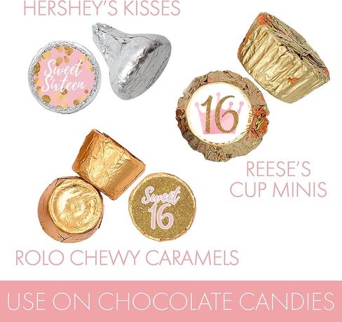 Pink and Gold Sweet 16 Birthday Party Stickers, Sweet Sixteen Party Favor Labels, Envelope Seals - 40 Count in Saudi Arabia