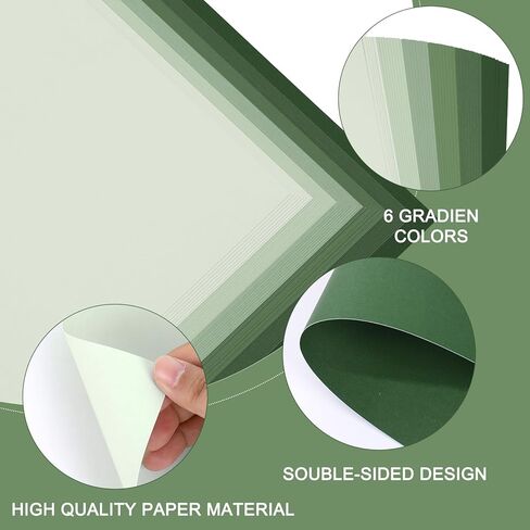 Whaline 60 Sheets Sage Green Card Stock Paper Scrapbook Paper 6 Gradient Colors Double-Sided Card Stock for Birthday Party Invitation DIY Crafts Decoration, 8.5 x 11 Inch in Saudi Arabia