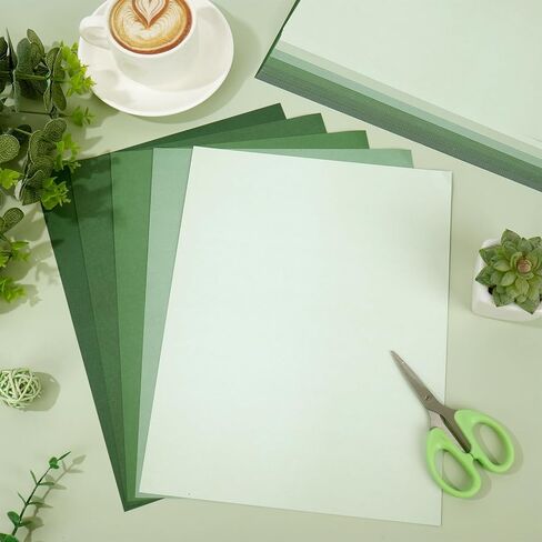 Whaline 60 Sheets Sage Green Card Stock Paper Scrapbook Paper 6 Gradient Colors Double-Sided Card Stock for Birthday Party Invitation DIY Crafts Decoration, 8.5 x 11 Inch in Saudi Arabia