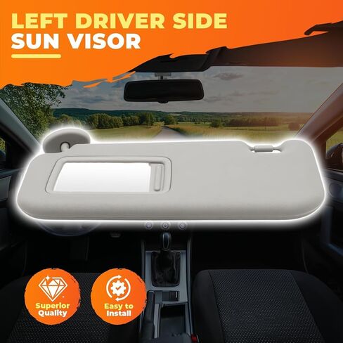 Gray Sun Visor Driver Side Compatible with Yaris 2007 2008 2009 2010 2011 74320-52810-B0 W/Mirror Front Left Side in Saudi Arabia