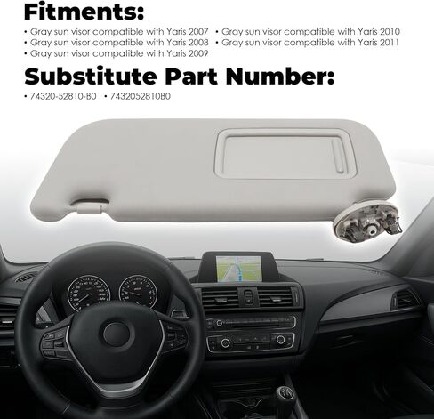 Gray Sun Visor Driver Side Compatible with Yaris 2007 2008 2009 2010 2011 74320-52810-B0 W/Mirror Front Left Side in Saudi Arabia
