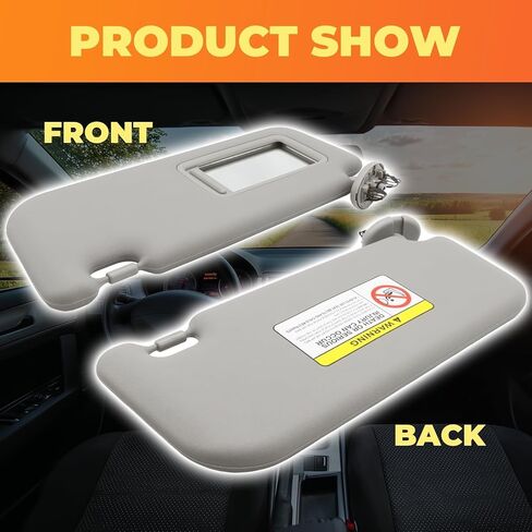 Gray Sun Visor Driver Side Compatible with Yaris 2007 2008 2009 2010 2011 74320-52810-B0 W/Mirror Front Left Side in Saudi Arabia