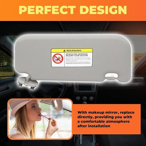Gray Sun Visor Driver Side Compatible with Yaris 2007 2008 2009 2010 2011 74320-52810-B0 W/Mirror Front Left Side in Saudi Arabia