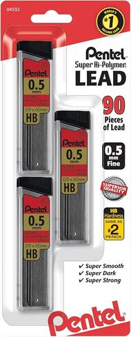 Pentel Super Hi-Polymer Refills, 0.7 mm Medium, HB, 180 Pieces of Lead (C27BPHB6) in Saudi Arabia