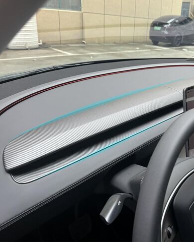 غطاء لوحة القيادة طراز 3 Highland Model y Juniper وغطاء فتحة تهوية الهواء متوافق مع طراز Tesla 3 Highland 2024+ وModel y Juniper 2025+ إجمالي 4 مجموعات (أبيض غير لامع) (ألياف الكربون غير اللامعة) in Kuwait