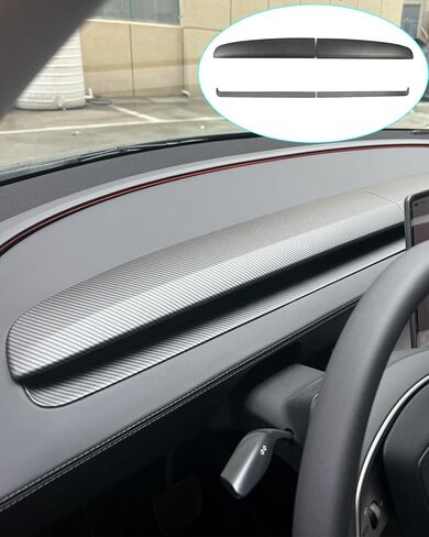 غطاء لوحة القيادة طراز 3 Highland Model y Juniper وغطاء فتحة تهوية الهواء متوافق مع طراز Tesla 3 Highland 2024+ وModel y Juniper 2025+ إجمالي 4 مجموعات (أبيض غير لامع) (ألياف الكربون غير اللامعة) in Kuwait