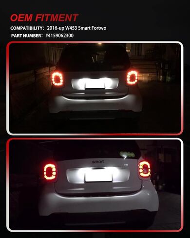 2 قطعة أبيض 18-SMD 6000K LED أضواء العلامات أضواء لوحة الترخيص الخلفية ل 2016-2019 W453 Smart Fortwo in Kuwait