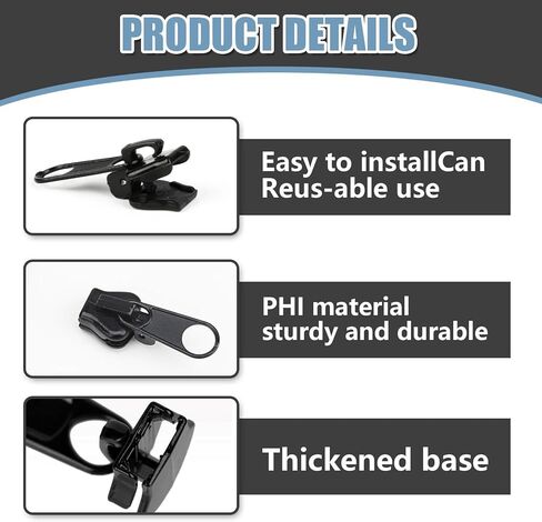 12 Piece 3 Sizes Metal Universal Instant Fix Zipper Repair Kit - Replacement Zip Slider Teeth Spare Parts in Saudi Arabia