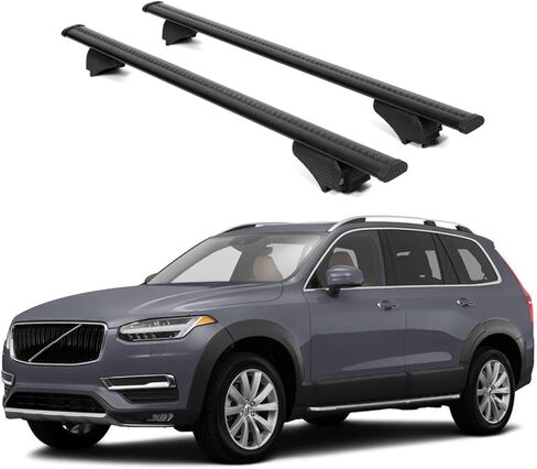 ERKUL Roof Rack Cross Bars for Volvo XC90 2003-2014 | Aluminum Crossbars with Anti Theft Lock for Rooftop | Compatible with Raised Rails - Silver in Saudi Arabia
