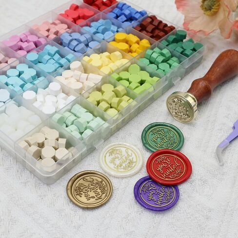 Wax Seal Stamp Set, Electric Wax Sealing Warmer, 24 Colors Waxs Sealing Beads 600pcs, Crow Waxing Stamp, Sealingwax Spoon, Gold Waxseal Pen, Tweezer (K1) in Saudi Arabia