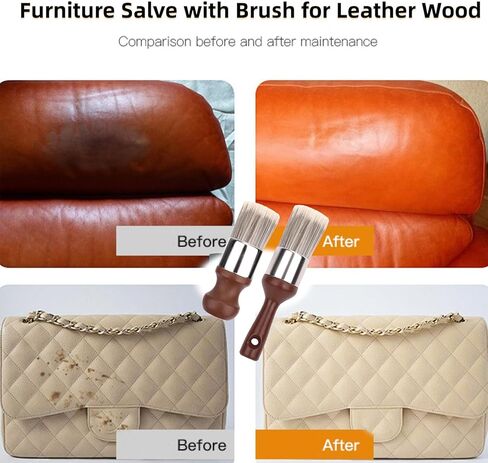 2PCS Salve Brush for Furniture, Leather Wood Furniture Repair Brush Set Soft Nylon Bristles Polish & Wax Applicator Durable Cleaning Tool for Car Seats Jackets Shoes Care in Saudi Arabia