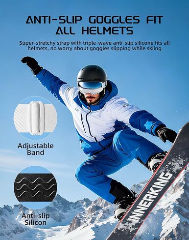 Ski Goggles, Snow Goggles for Adult Youth Men Women, Interchangeable Lens Snowboard Goggles(Frameless) in Kuwait