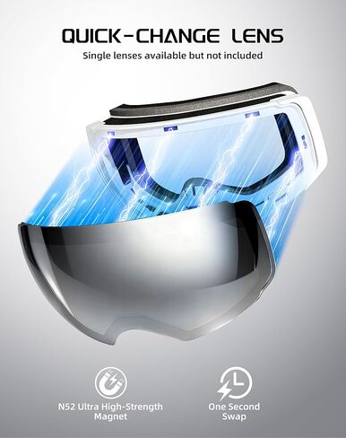 Ski Goggles, Snow Goggles for Adult Youth Men Women, Interchangeable Lens Snowboard Goggles(Frameless) in Kuwait