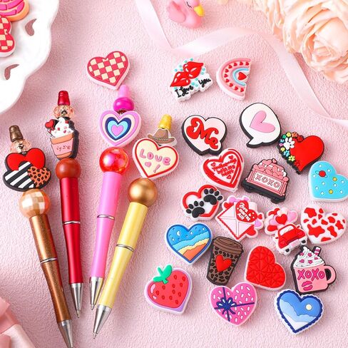 VioraWhite 48 Pcs Christmas Silicone Focal Beads for Beaded Pens Christmas Silicone Beads Charm Keychain Lanyard Kit for Beadable Items Keychains Bracelet Necklace DIY Jewelry Making in Saudi Arabia