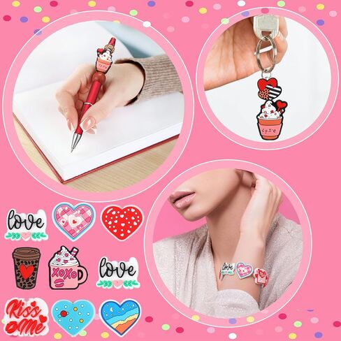 VioraWhite 48 Pcs Christmas Silicone Focal Beads for Beaded Pens Christmas Silicone Beads Charm Keychain Lanyard Kit for Beadable Items Keychains Bracelet Necklace DIY Jewelry Making in Saudi Arabia