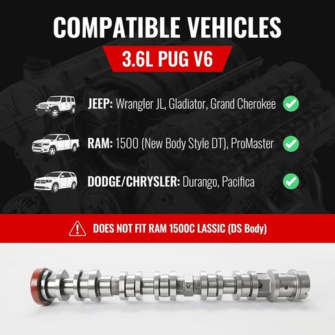 عمود الحدبات TinyHippo للسحب الأيمن (جانب الركاب) 3.6L Pentastar PUG VVL 2016-24 | يناسب جيب رانجلر JL، جلاديتور، جراند شيروكي، رام 1500 DT، باسيفيكا | يستبدل 68661147AA، 05047913AD in Kuwait