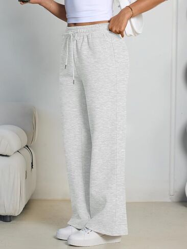 Trendy Queen Womens Wide Leg Sweatpants High Waisted Baggy Lounge Pants Drawstring Athletic Flared Joggers with Pockets in Kuwait