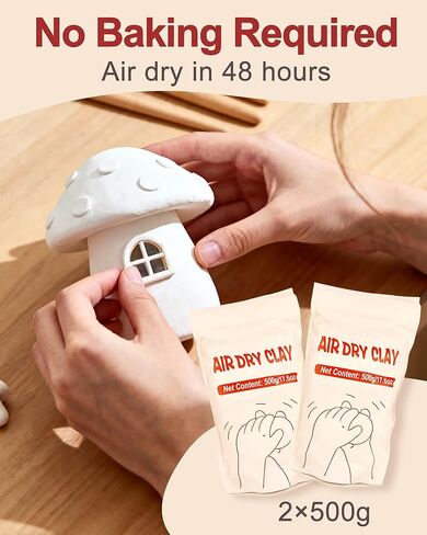 cycletour Pottery kit, 1 KG Air Dry Clay for Adults Includes 20 ML Glaze, 5 Clay Tools and Operation Guide. Adult Pottery Kit for Adults for Beginners DIY Handmade Gifts in Saudi Arabia