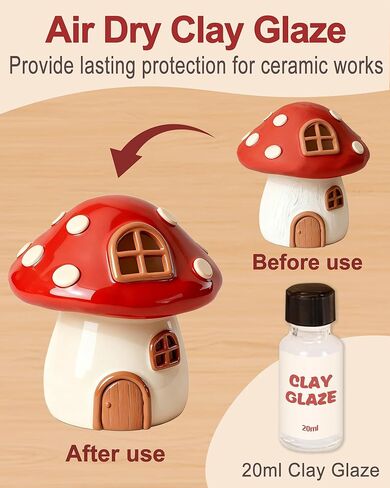 cycletour Pottery kit, 1 KG Air Dry Clay for Adults Includes 20 ML Glaze, 5 Clay Tools and Operation Guide. Adult Pottery Kit for Adults for Beginners DIY Handmade Gifts in Saudi Arabia