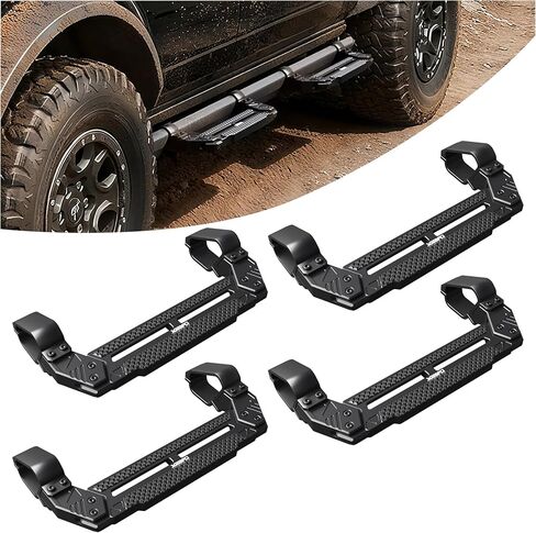 4 قطع EZ-Steps لـ 2021-2025 Ford Bronco OEM Style Rock Rails، لوحات تشغيل صلبة ممتازة مصنوعة من الألومنيوم عالي التحمل (لا تناسب Raptor أو Sport) in Kuwait