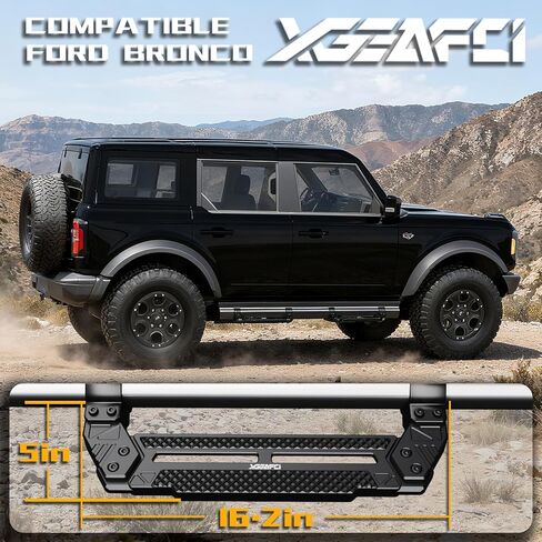 4 قطع EZ-Steps لـ 2021-2025 Ford Bronco OEM Style Rock Rails، لوحات تشغيل صلبة ممتازة مصنوعة من الألومنيوم عالي التحمل (لا تناسب Raptor أو Sport) in Kuwait