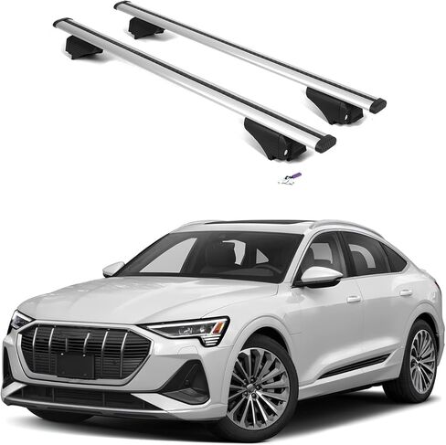 ERKUL Roof Rack Cross Bars for Audi e-tron 2019-2023 | Aluminum Crossbars with Anti Theft Lock for Rooftop | Compatible with Flush Rails - Black in Saudi Arabia