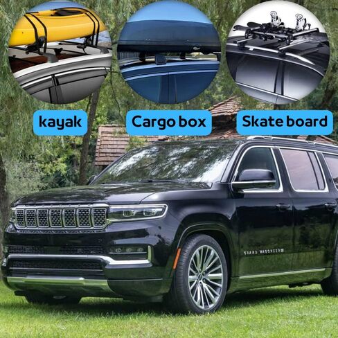 Cross Bars Fit for Jeep Grand Wagoneer 2022 2023 2024 2025 Roof Rack Side Rails Luggage Kayak Canoe Bike (Black) in Saudi Arabia