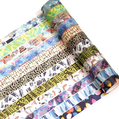 YUBBAEX 12 Rolls Artistic Expression Washi Tape Set Fine Arts Masking Tape Retro Plants Decorative for DIY Crafts, Bullet Journal Supplies, Planners, Scrapbook, Card/Gift Wrapping (3-Retro Notes) in Saudi Arabia
