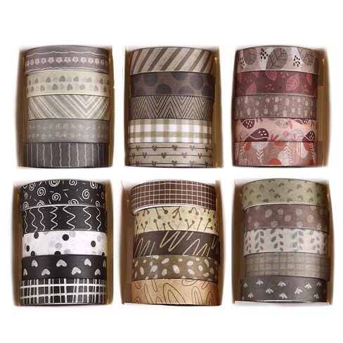 YUBX Basic Washi Tape Set 30 Rolls Plants Patterns Decorative Skinny Slim Masking Tapes for Arts, DIY Crafts, Journals, Planners, Scrapbook, Wrapping (Rainbow Forests) in Saudi Arabia