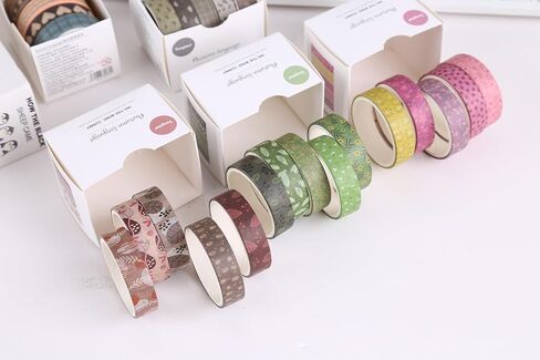 YUBX Basic Washi Tape Set 30 Rolls Plants Patterns Decorative Skinny Slim Masking Tapes for Arts, DIY Crafts, Journals, Planners, Scrapbook, Wrapping (Rainbow Forests) in Saudi Arabia