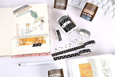 YUBX Basic Washi Tape Set 30 Rolls Plants Patterns Decorative Skinny Slim Masking Tapes for Arts, DIY Crafts, Journals, Planners, Scrapbook, Wrapping (Rainbow Forests) in Saudi Arabia