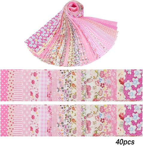 40-Pcs Jelly Rolls for Quilting, Precut Fabric Strips, Cotton Quilting Material, 2.5x19.5 Inch (6.5x50cm) Bundle with 20 Print Designs, 6 Style Options for Sewing and Craft Projects in Saudi Arabia