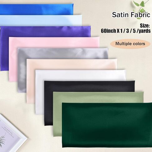 Satin Fabric by The Yard 60 Inch Wide Soft Silky Charmeuse Satin Fabric Soft Cloth Fabric Bridal Dress, Wedding Decorations, Crafts, Sewing, Draping, DIY Apparel Crafts (White, 1 Yard) in Saudi Arabia