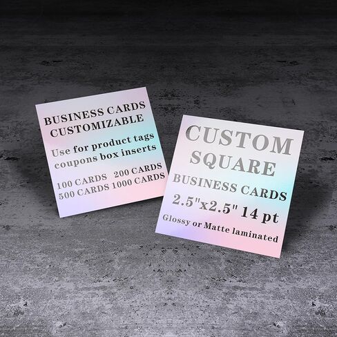 Custom Square Business Cards Customizable - Use for product tags, coupons, box inserts - 2.5"x2.5" 14 pt Glossy or Matte laminated (100) in Saudi Arabia