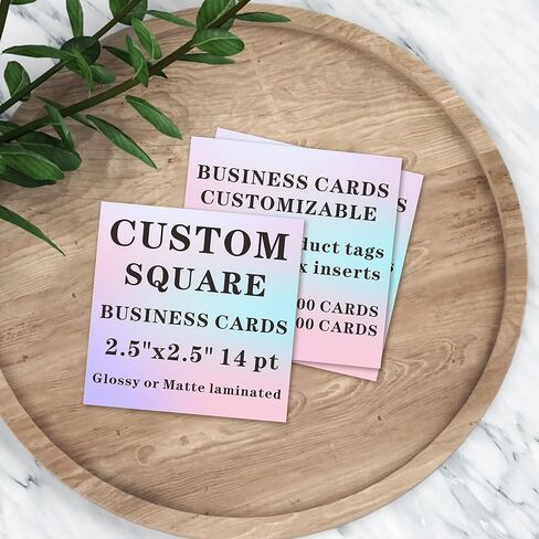 Custom Square Business Cards Customizable - Use for product tags, coupons, box inserts - 2.5"x2.5" 14 pt Glossy or Matte laminated (100) in Saudi Arabia