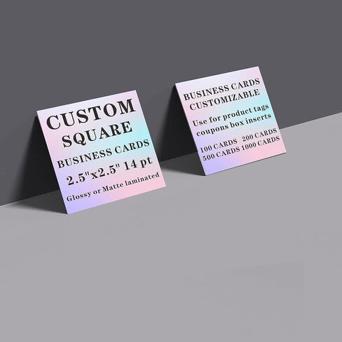 Custom Square Business Cards Customizable - Use for product tags, coupons, box inserts - 2.5"x2.5" 14 pt Glossy or Matte laminated (100) in Saudi Arabia