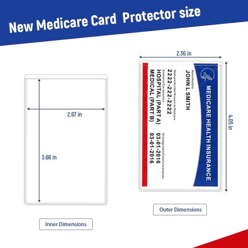 Medicare Card Holder 10 Pack, Clear Waterproof PVC Protector Sleeves for ID, Social Security, and Business Cards in Kuwait