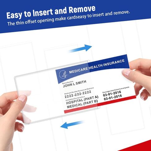 Medicare Card Holder 10 Pack, Clear Waterproof PVC Protector Sleeves for ID, Social Security, and Business Cards in Kuwait