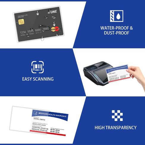 Medicare Card Holder 10 Pack, Clear Waterproof PVC Protector Sleeves for ID, Social Security, and Business Cards in Kuwait