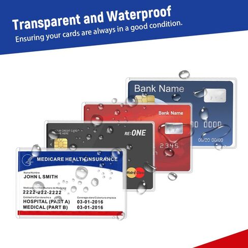 Medicare Card Holder 10 Pack, Clear Waterproof PVC Protector Sleeves for ID, Social Security, and Business Cards in Kuwait