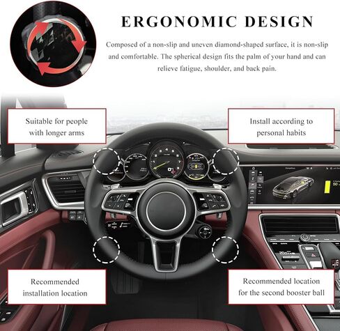 Steering Wheel Knob Spinner, Non-Slip Turning Assist Knob Driving Power Handle with Metal Ball Bearing, Smooth 360 Degree Rotation Steering Wheel Spinner for Car Truck Boat in Saudi Arabia