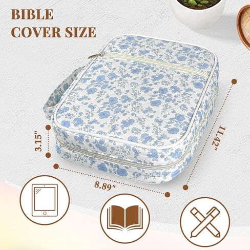 حافظة غطاء الكتاب المقدس للنساء، غطاء كبير للكتاب المقدس للنساء، غطاء كتاب الكتاب المقدس من القماش المبطن الفاخر مع مقابض، حامل ملحقات لوازم دراسة الكتاب المقدس، هدايا دينية، ملحقات الكنيسة in Kuwait