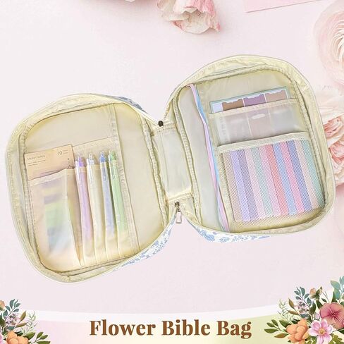 حافظة غطاء الكتاب المقدس للنساء، غطاء كبير للكتاب المقدس للنساء، غطاء كتاب الكتاب المقدس من القماش المبطن الفاخر مع مقابض، حامل ملحقات لوازم دراسة الكتاب المقدس، هدايا دينية، ملحقات الكنيسة in Kuwait
