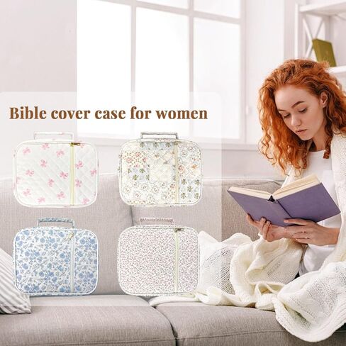 حافظة غطاء الكتاب المقدس للنساء، غطاء كبير للكتاب المقدس للنساء، غطاء كتاب الكتاب المقدس من القماش المبطن الفاخر مع مقابض، حامل ملحقات لوازم دراسة الكتاب المقدس، هدايا دينية، ملحقات الكنيسة in Kuwait